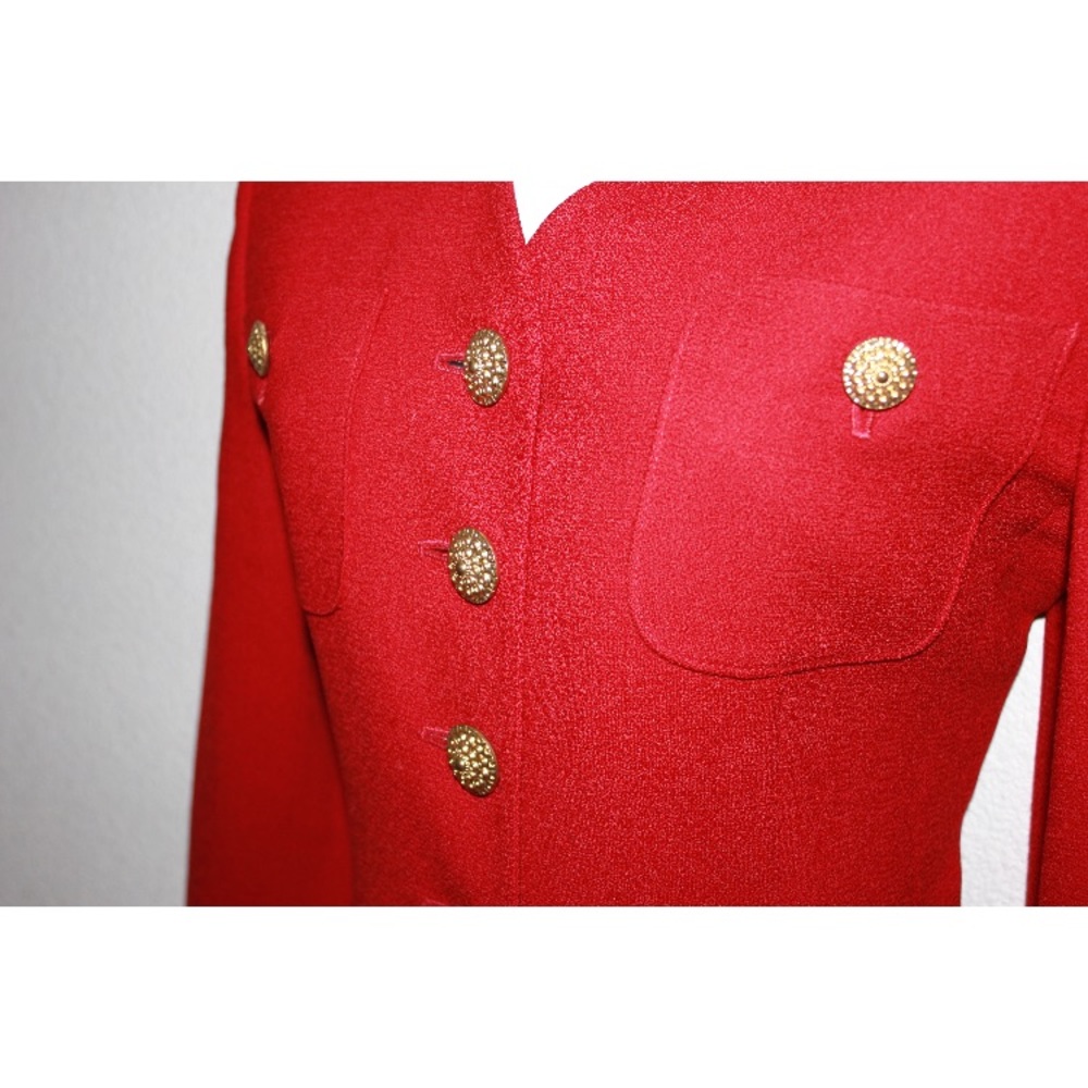 Vintage Red 100% Wool Structured Boxy Blazer - Picture 6 of 8